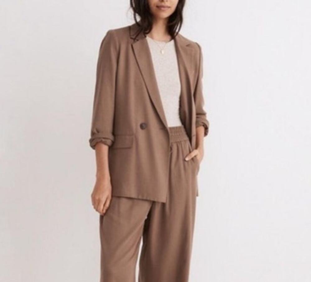 Madewell Drapeweave Caldwell Tan Blazer Jacket 3x